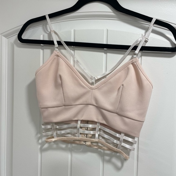 Premonition Light Pink Strappy Crop Top Tank Top - Picture 1 of 3